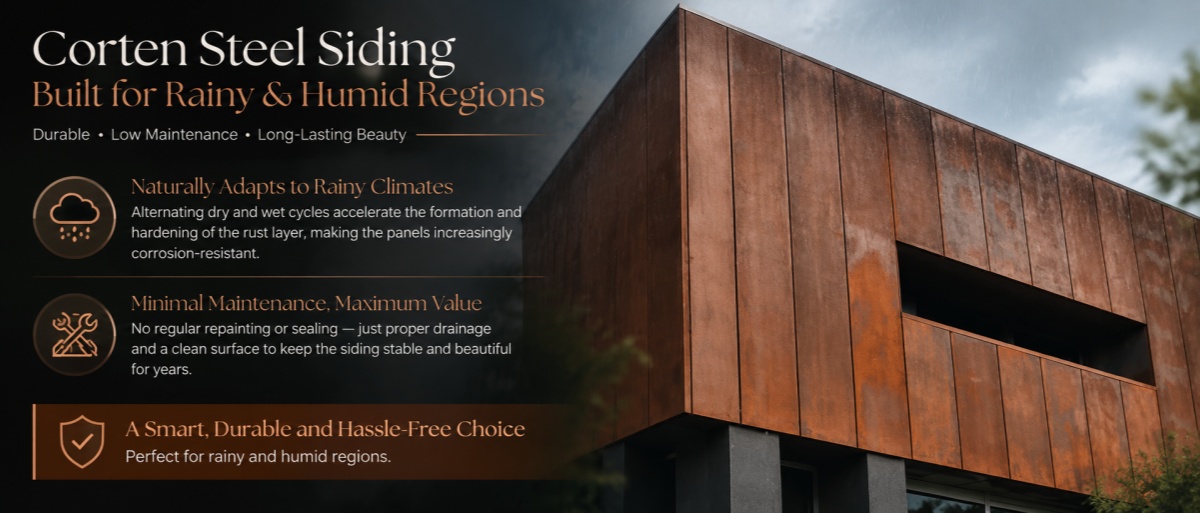 The Unique Advantages of Corten Steel Siding in Rainy and Humid Regions